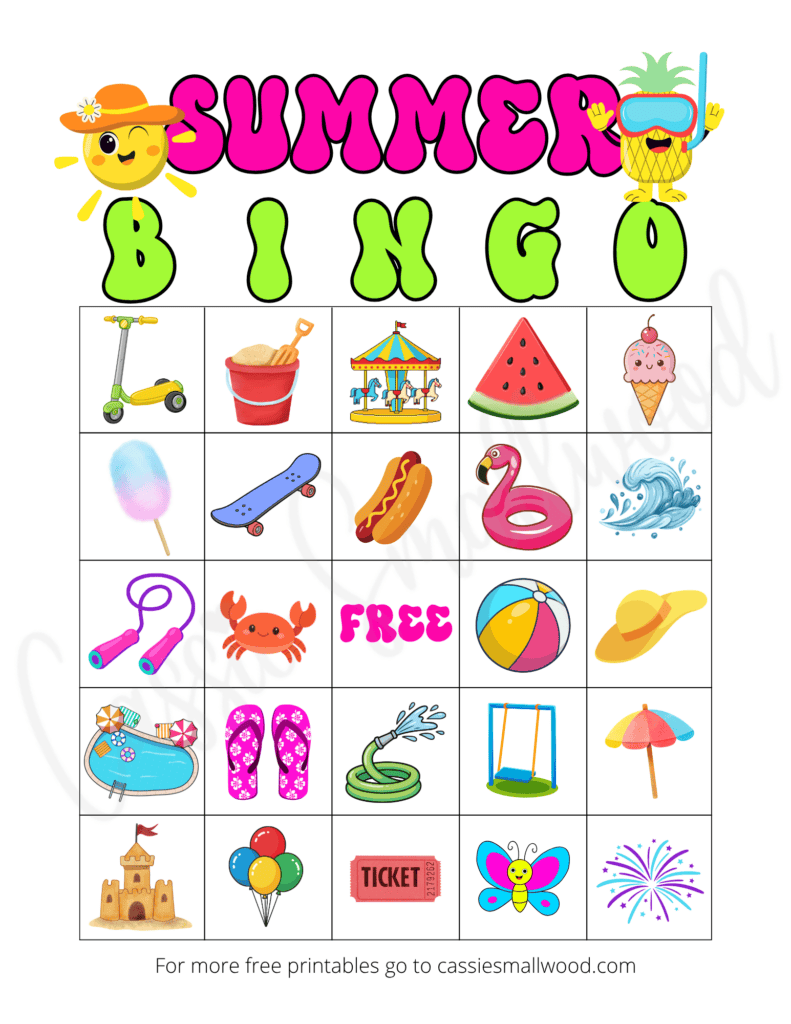 free printable bingo summer party game for kids pdf, summer activity bingo ideas, classroom summer games, summer camp games for kids