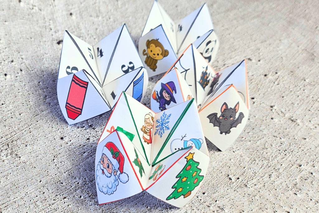cute paper fortune tellers free printable pdf, paper fortune teller template, origami fortune teller for kids, cootie catcher templates free printable pdf, Christmas paper fortune teller, preschool paper fortune teller, Halloween paper fortune teller, zoo animals paper fortune teller, foldable paper finger puppet craft for kids