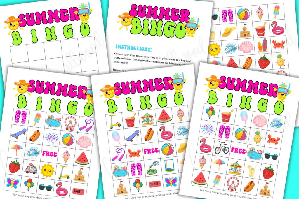 free printable summer bingo cards pdf, easy summer bingo for kids, summer party bingo game