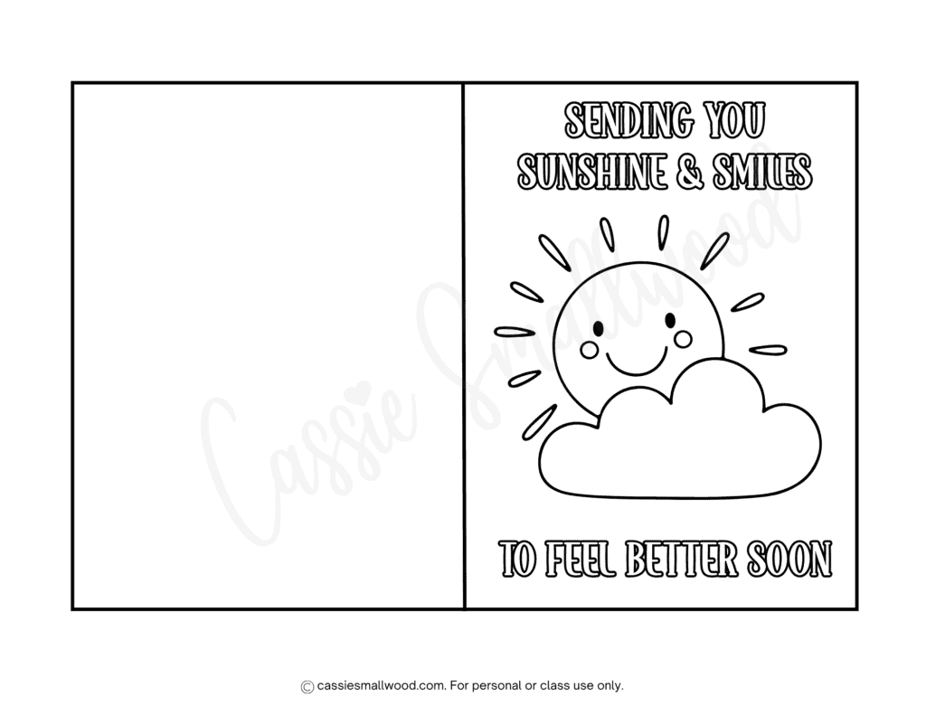 cute get well coloring card for kids free printable pdf, sun feel better coloring page free printable, get well soon coloring pages for kids speedy recovery hospital