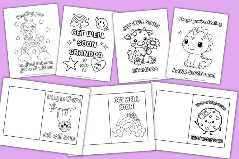 20 CUTE Get Well Coloring Pages (And Cards To Color!)