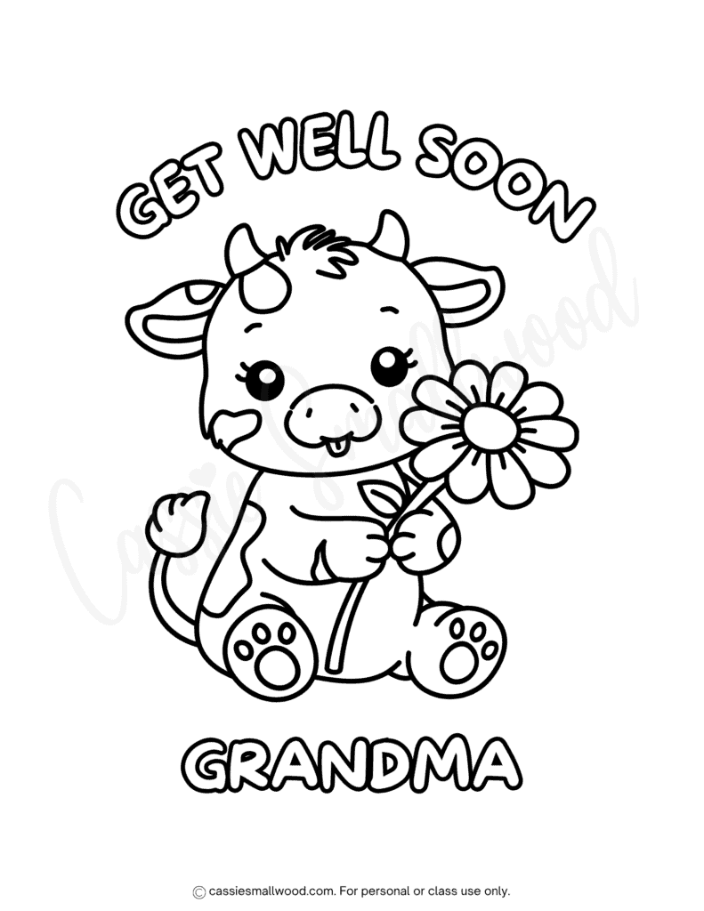 cute get well soon grandma coloring page free printable pdf, free printable feel better soon kids coloring sheets, grandma hospital speedy recovery coloring page to print for free