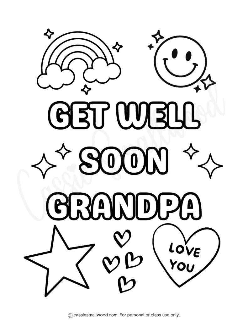 cute get well soon grandpa coloring page free printable pdf, grandpa speedy recovery coloring page, hospital surgery feel better soon coloring page for grandpa