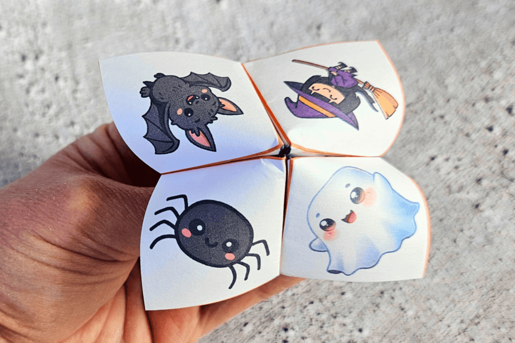 cute Halloween cootie catcher free printable pdf, Halloween cootie catcher template, free printable Halloween origami fortune teller, Halloween joke teller free printable pdf, Halloween cootie catcher craft for kids