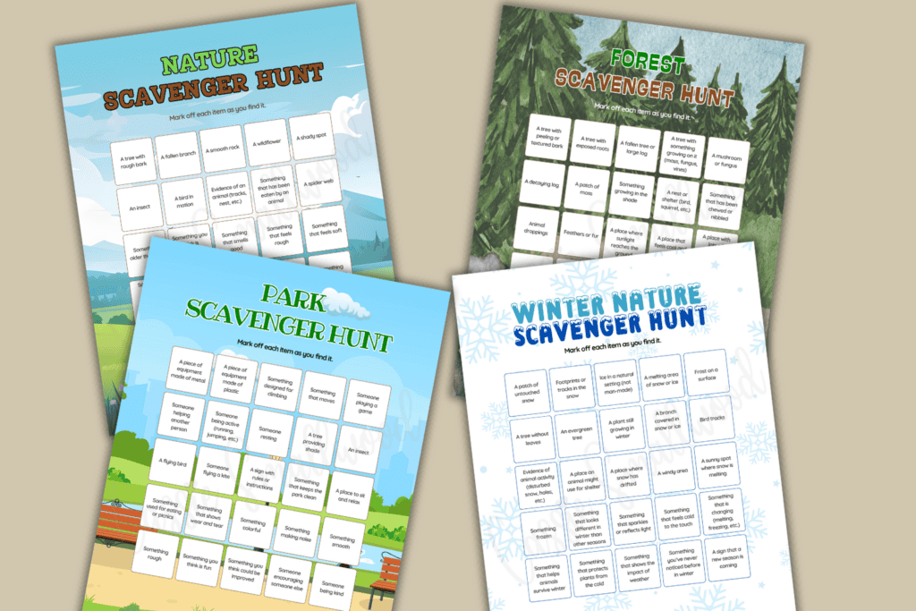 hard nature scavenger hunts for kids free printable pdf, difficult nature scavenger hunts 4th grade, 5th grade, 6th grade, middle school, summer outdoor treasure hunts, winter nature scavenger hunt