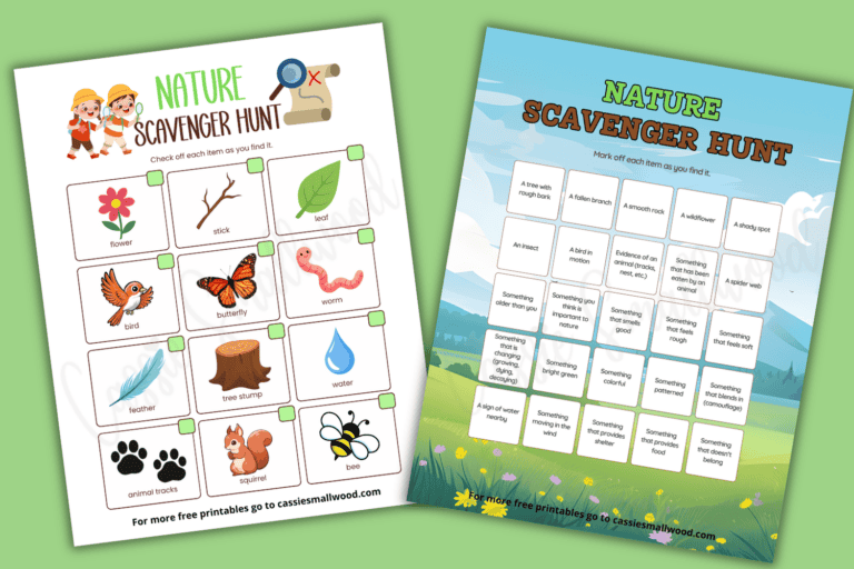 Nature Scavenger Hunt for Kids (Free Printables for Every Season & Location)