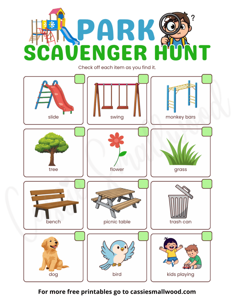 park scavenger hunt for preschool and kindergarten free printable pdf, playground scavenger hunt for kids easy, summer nature scavenger hunt for preschoolers, toddler nature scavenger hunt at the park