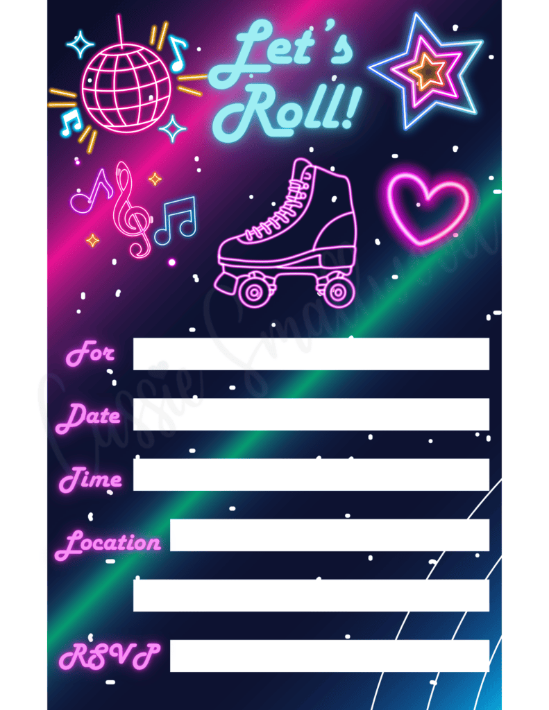 free printable roller skating birthday invitations pdf, roller skating birthday party invitations for kids downloadable blank template, roller rink birthday party invites roller skating party