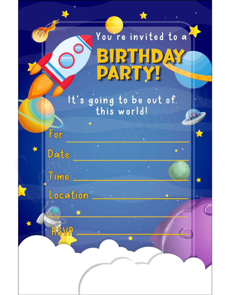 cute space birthday invitations free printable pdf, cosmic birthday party invitations free printable, galaxy birthday party invites for kids, boy birthday invitations free printable pdf downloadable