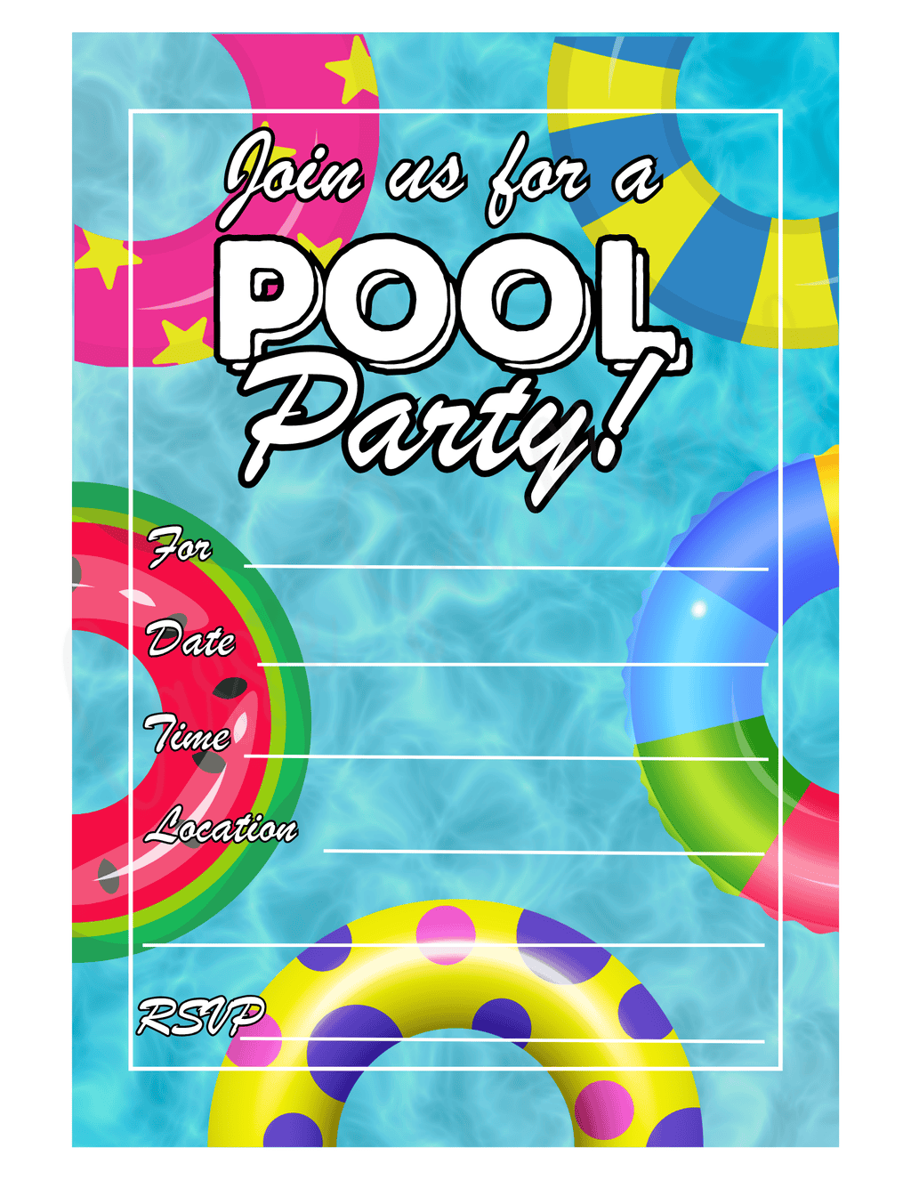 Fun Pool Invitations 15 CUTE Pool Party Invitations (FREE Printable) - Cassie Smallwood