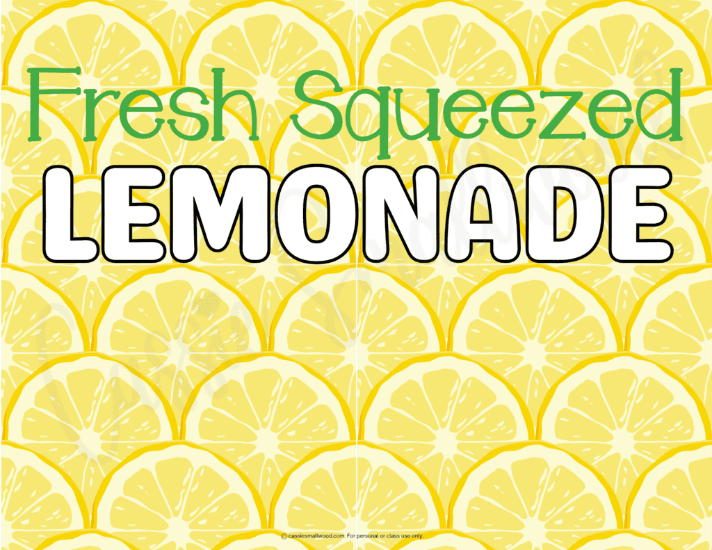 Free printable fresh squeezed lemonade stand sign template pdf, cute lemonade sign paper, kids lemonade stand sign cool