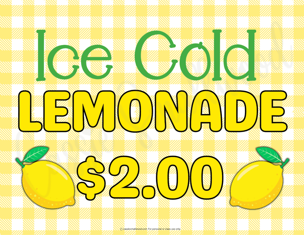 free printable lemonade stand sign pdf, cute ice cold lemonade sign diy, paper best lemonade stand signs kids free printable