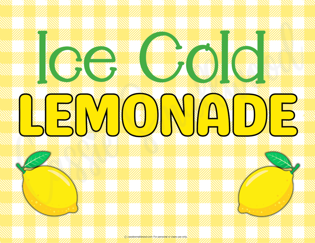 cute lemonade stand sign free printable pdf, lemonade stand sign for kids free printable pdf, ice cold lemonade sign, homemade lemonade stand sign paper