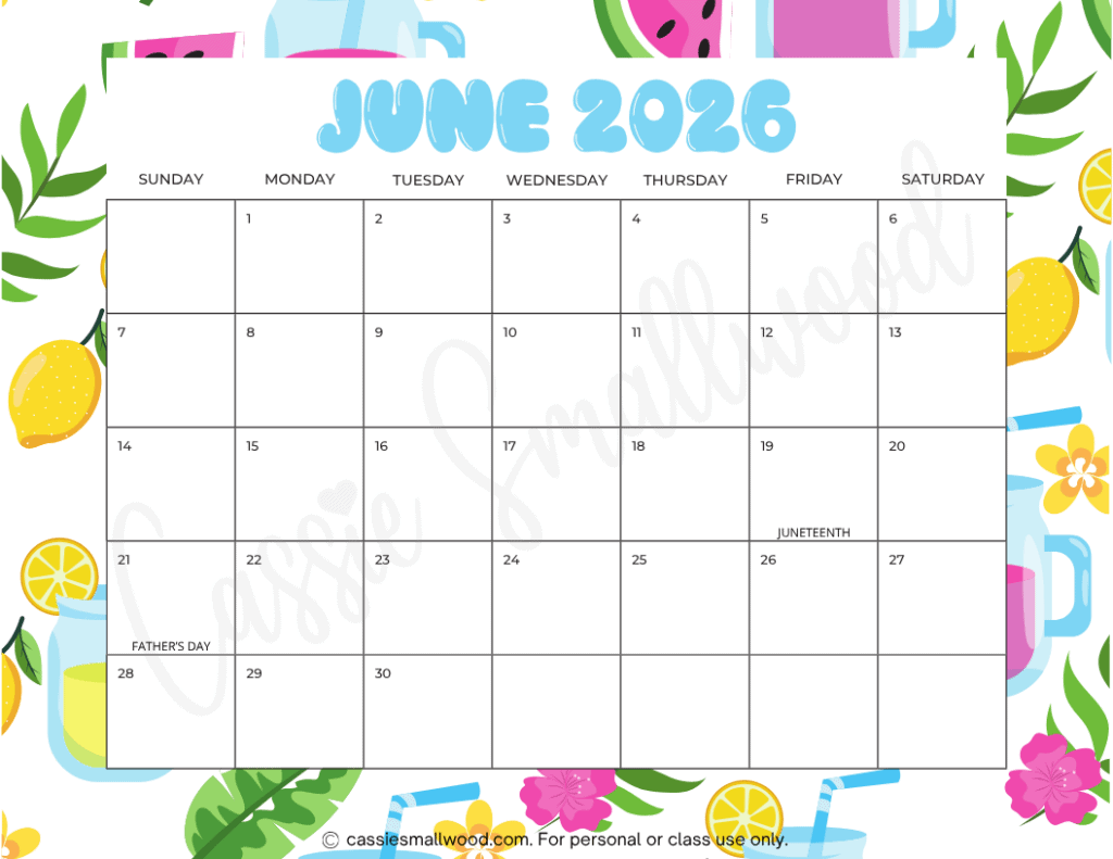 free printable 2026-2027 school year calendar monthly with holidays, June 2026 calendar with holidays, 2026 academic year calendar