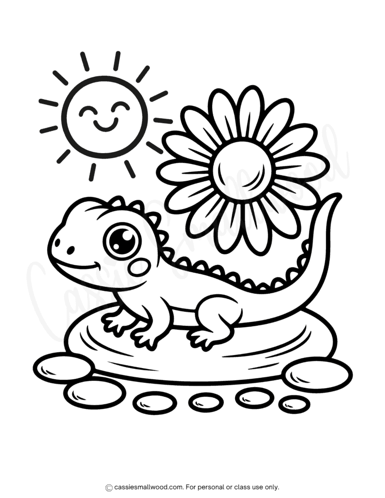 cute lizard coloring page free printable pdf, summer coloring pages for kids free printable pdf, easy summer coloring sheets preschool, simple summer coloring pages kindergarten