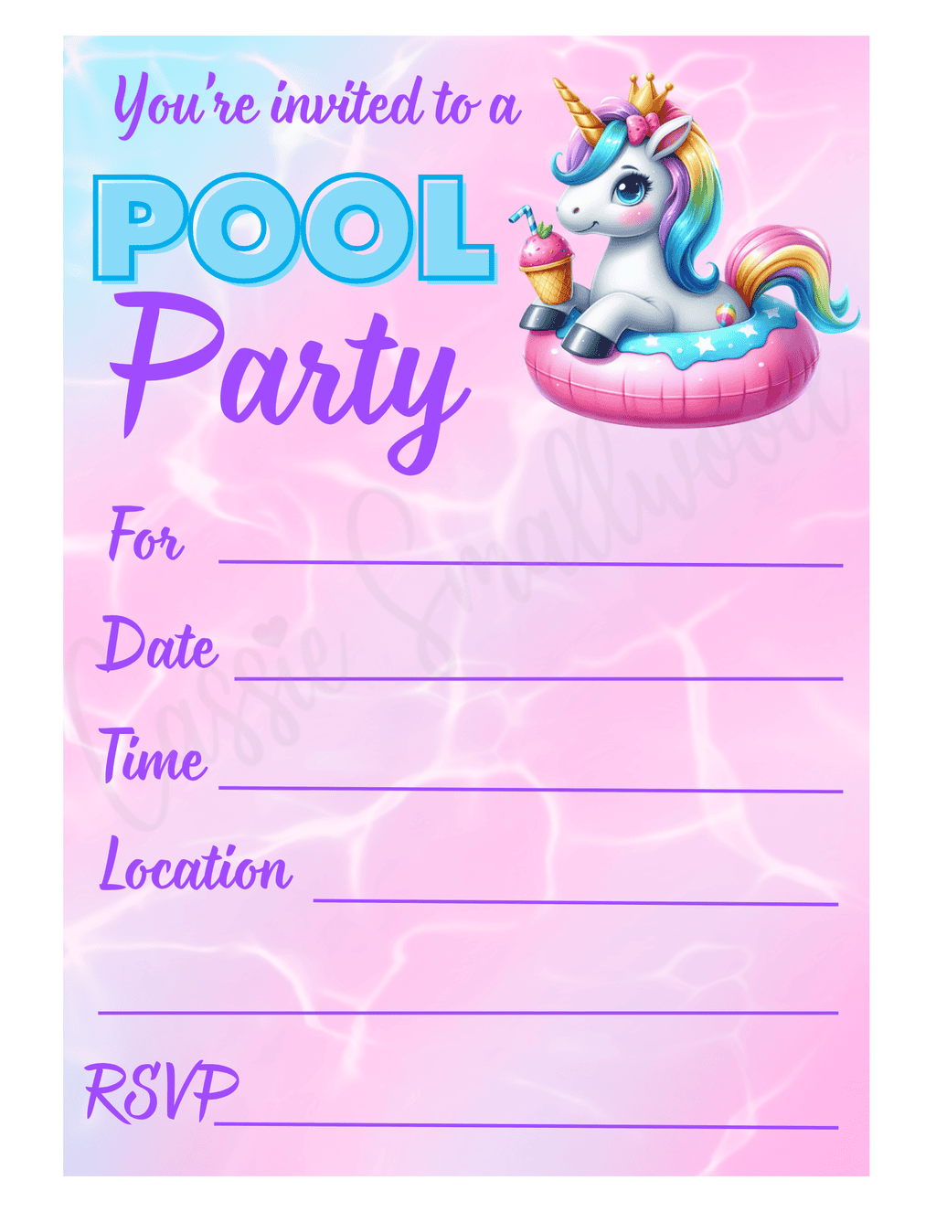 Fun Pool Invitations 15 CUTE Pool Party Invitations (FREE Printable) - Cassie Smallwood