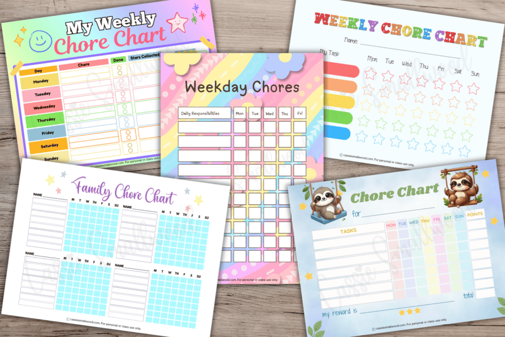 blank chore charts for kids free printable pdf, simple chore charts by age 4 through age 10, daily chore charts for kids, weekly chore charts for kids