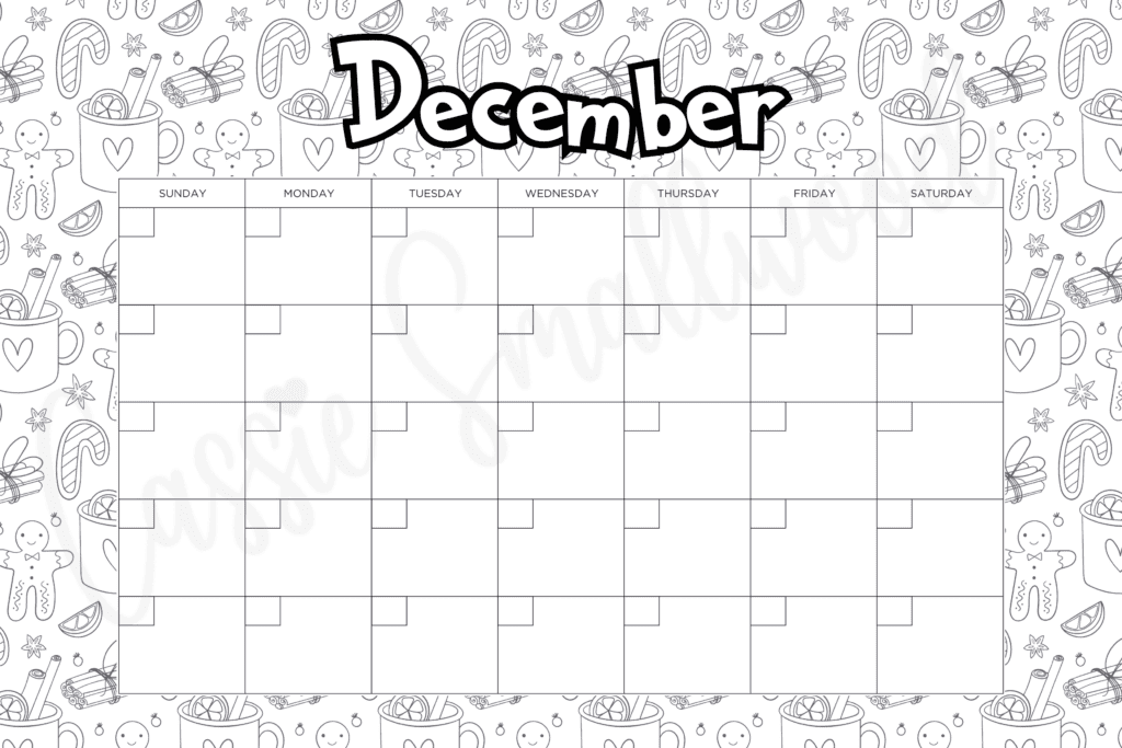blank December coloring calendar free printable pdf, calendar to color for kids, color your own calendar, cute blank monthly calendar black and white template, 12 month calendar empty no dates downloadable, free printable monthly calendar
