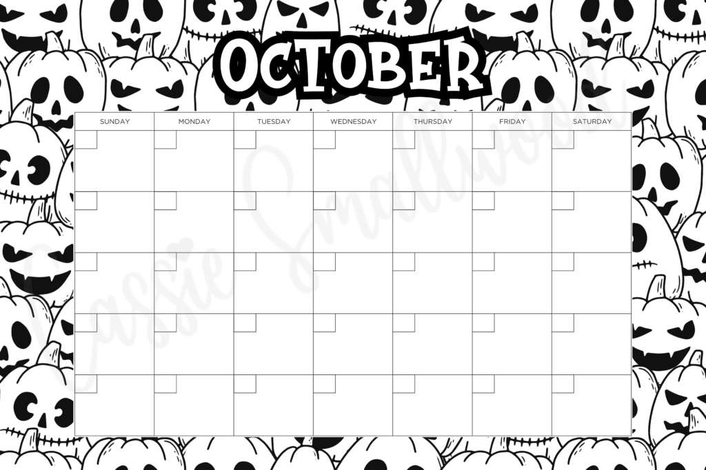 blank October coloring calendar free printable pdf, calendar to color for kids, color your own calendar, cute blank monthly calendar black and white, 12 month calendar empty no dates downloadable, free printable yearly calendar