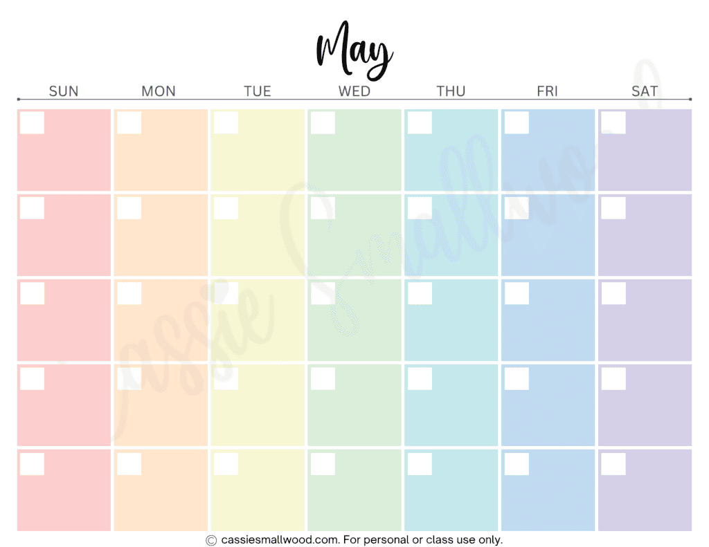 12 month blank calendar free printable pdf, colorful monthly blank calendar free printable pdf, free printable yearly calendar blank template downloadable pdf, May blank calendar template aesthetic