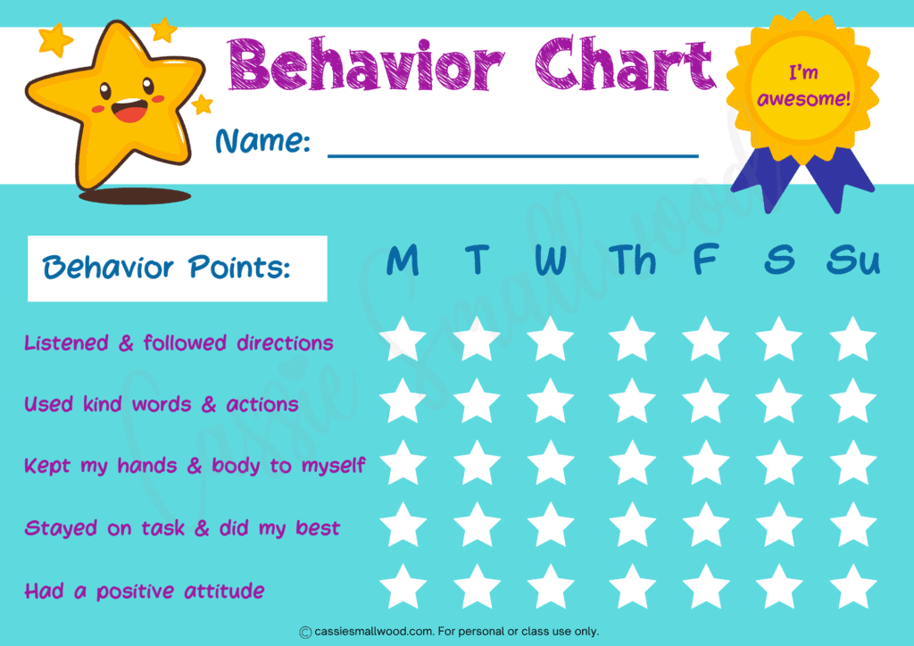 free printable kids weekly behavior chart pdf, kindergarten behavior chart, preschool behavior tracker, elementary school behavior tracking sheet for kids