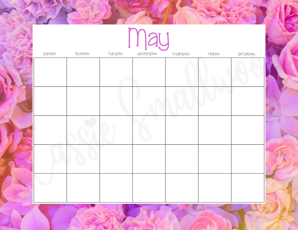 cute May blank calendar free printable pdf, full page 12 month blank calendar, empty calendar pages aesthetic, blank calendar printable pretty