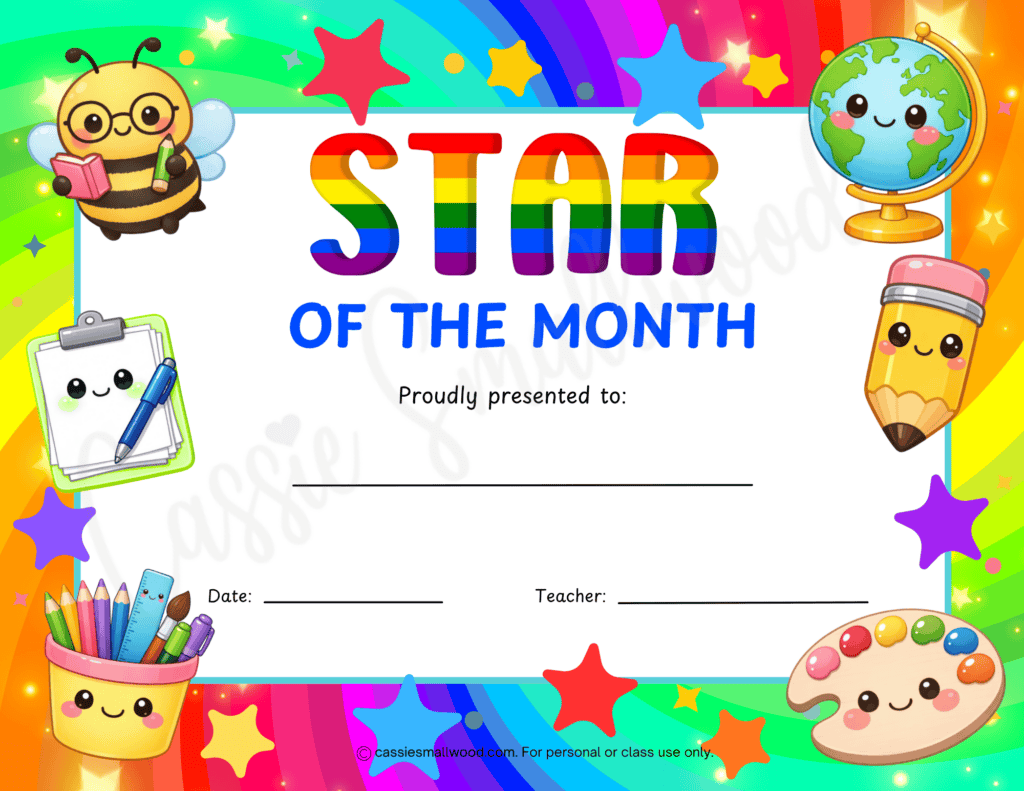 free printable cute star of the month certificate pdf, star student of the month award certificate free printable, cute student of the month certificate free download pdf, student of the month achievement certificate free printable 
