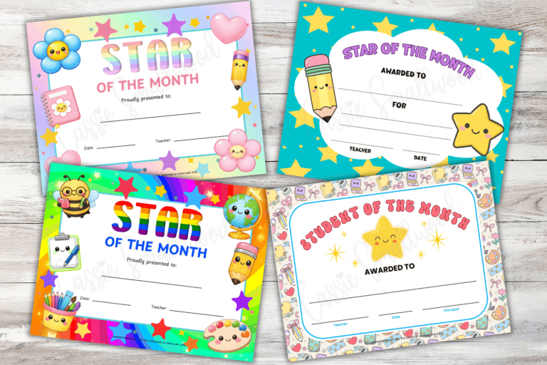 8 CUTE Student Of The Month Certificates (FREE Printable)