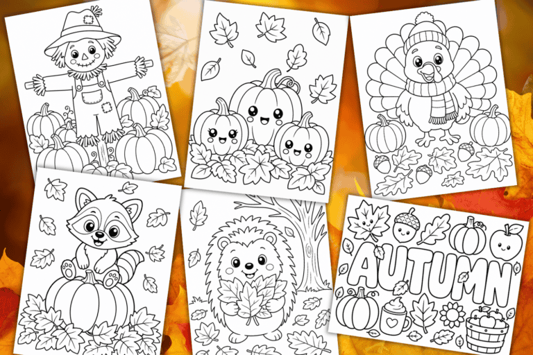 27 CUTE Fall Coloring Pages For Kids (FREE Printable)