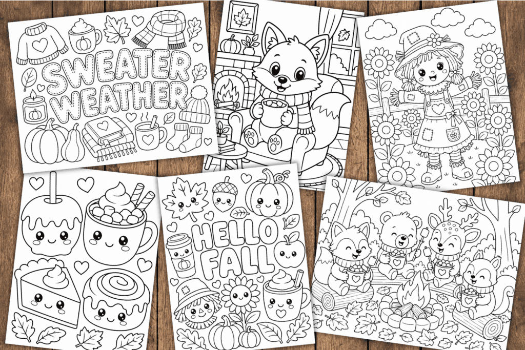 cute fall coloring sheets for kids free printable pdf, autumn coloring pages for kids cute. children's fall theme coloring pages
