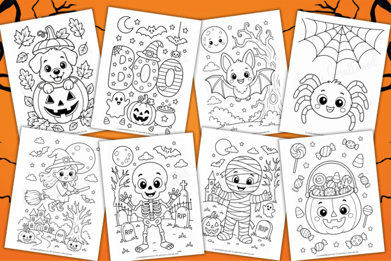 30 CUTE Halloween Coloring Pages For Kids (FREE Printable)