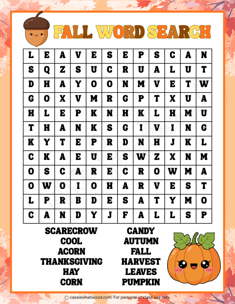 free printable fall word search no diagonals pdf, 1st grade fall word search, 2nd grade fall word find, elementary autumn word search fun, fall classroom activities, fall word puzzles for kids