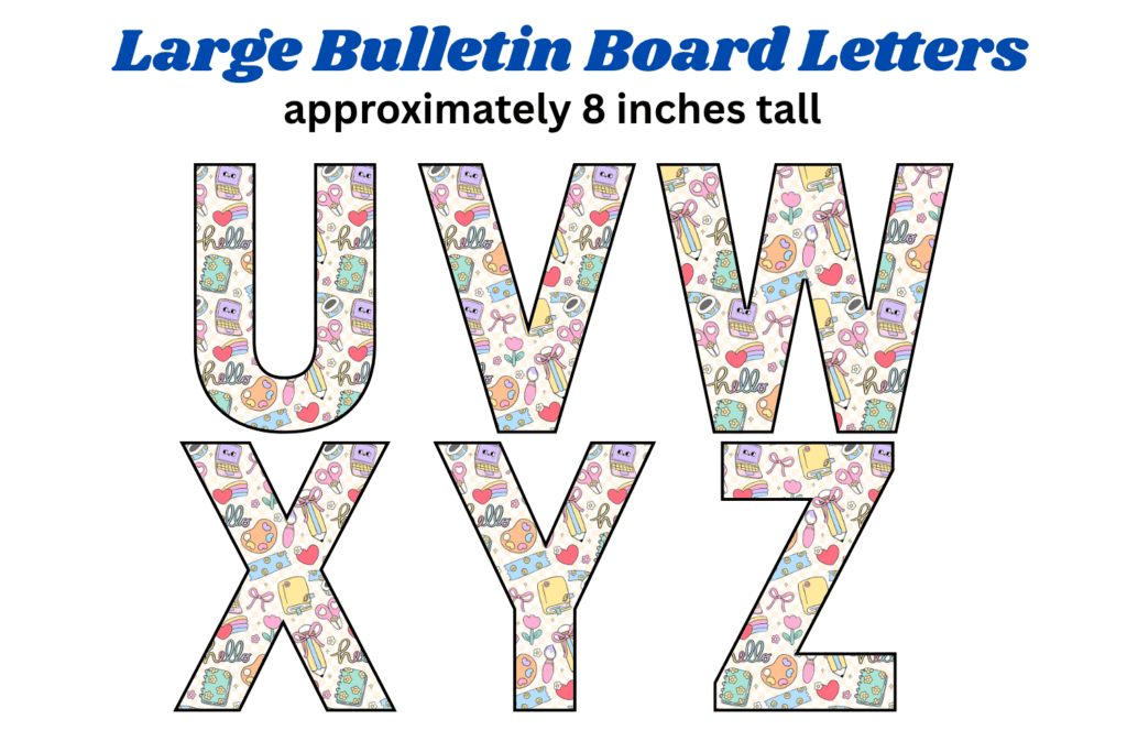 large back to school bulletin board alphabet free printable pdf, back to school theme bulletin board decorations ideas, back to school theme alphabet for display boards classroom