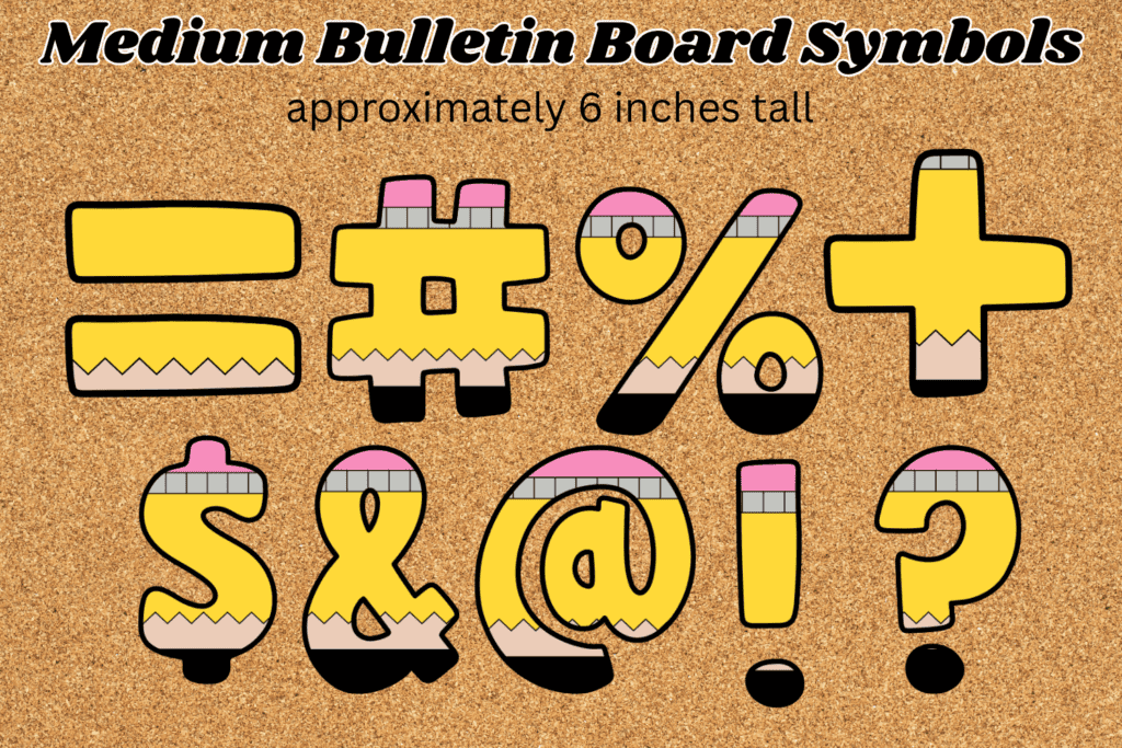back to school bulletin board letters free printable pdf, pencil bulletin board symbols, pin board letter cutouts back to school theme, cork board alphabet cut out letters