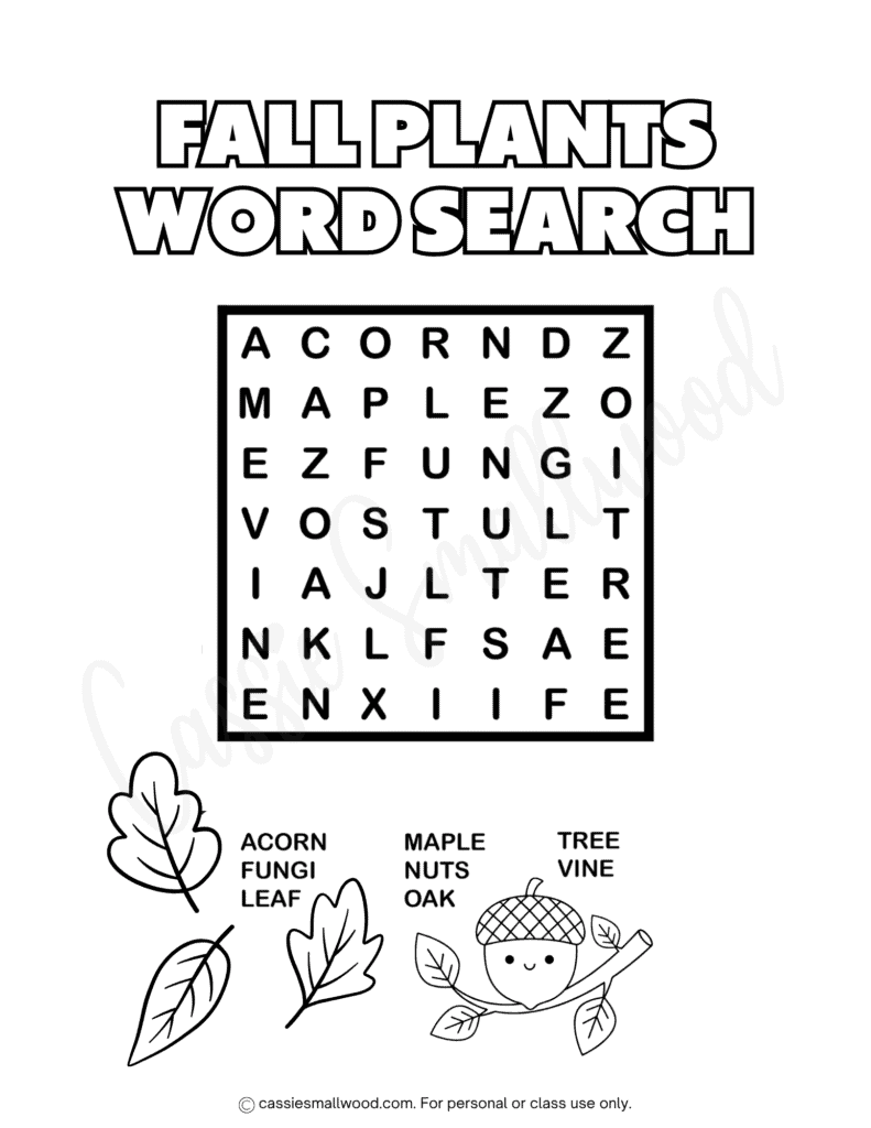 Simple fall word search for kids free printable pdf, easy fall word search kindergarten, preschool fall word find, easy autumn word search with answers, large print autumn word find toddlers