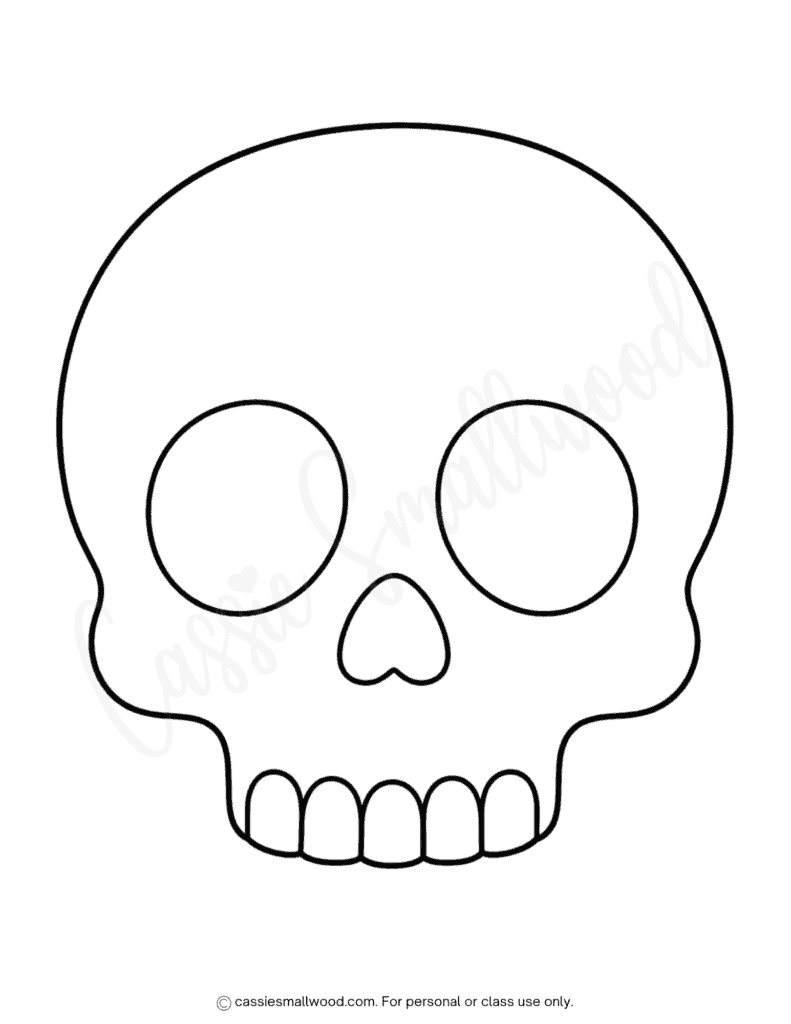 big easy skull outline free printable pdf, large simple skull template for kids, preschool basic skull outline, skull face pattern free download
