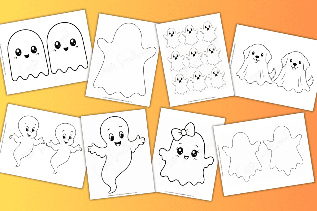 cute ghost templates for Halloween crafts free printable pdf, ghost outlines small, medium, large, ghost stencils free download