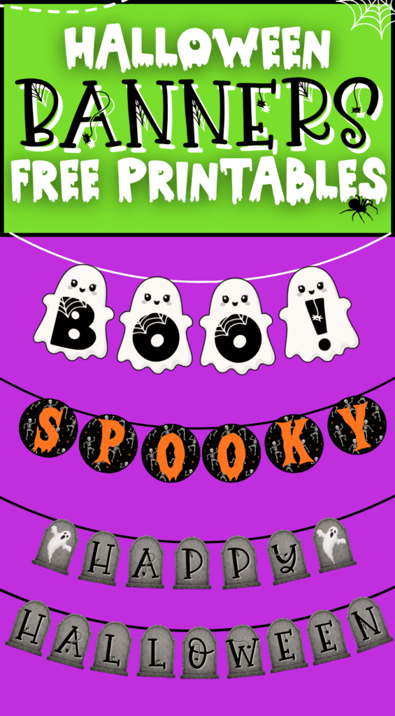 cute Halloween banners free printable pdf, boo banner for Halloween, spooky Halloween banner, Happy Halloween banner free download, Halloween bunting, free printable Halloween decorations classroom Halloween party