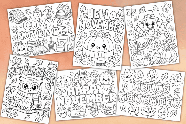 15 CUTE November Coloring Pages (FREE Printable)