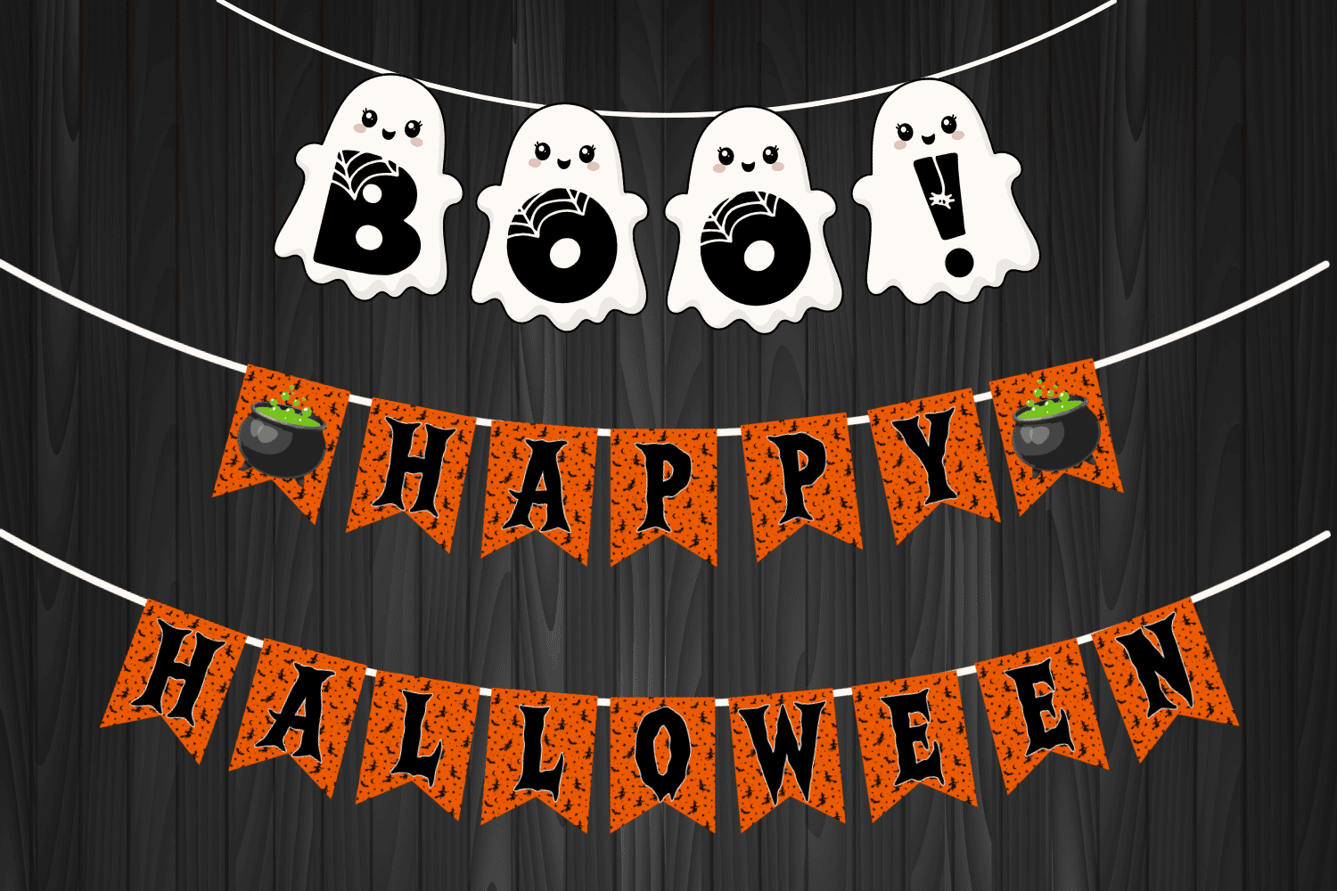 free printable Halloween banners pdf, Happy Halloween banner, Halloween bunting free download, free printable Halloween decorations, diy Halloween party decorations