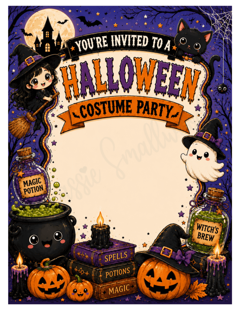 cute halloween costume party invitation free printable pdf, Halloween party invitation for kids, fun Halloween invites for kids