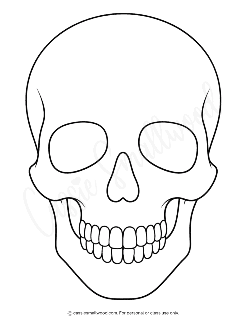 large simple skull template free printable pdf, big basic skull stencil, large skull outline cutout, human skull pattern free download, full page skull craft template