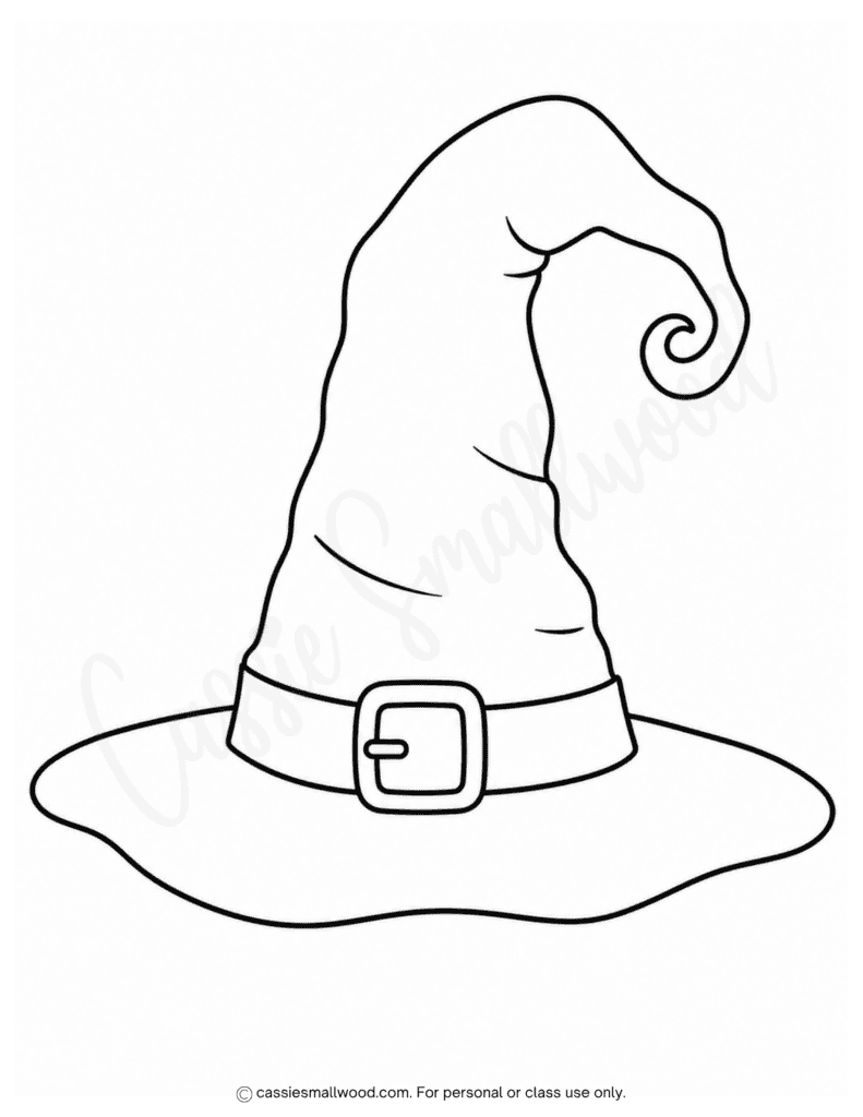 large witch hat cut out template free printable pdf, big witch hat outline, large witch hat stencil, full page blank witch hat pattern for Halloween crafts