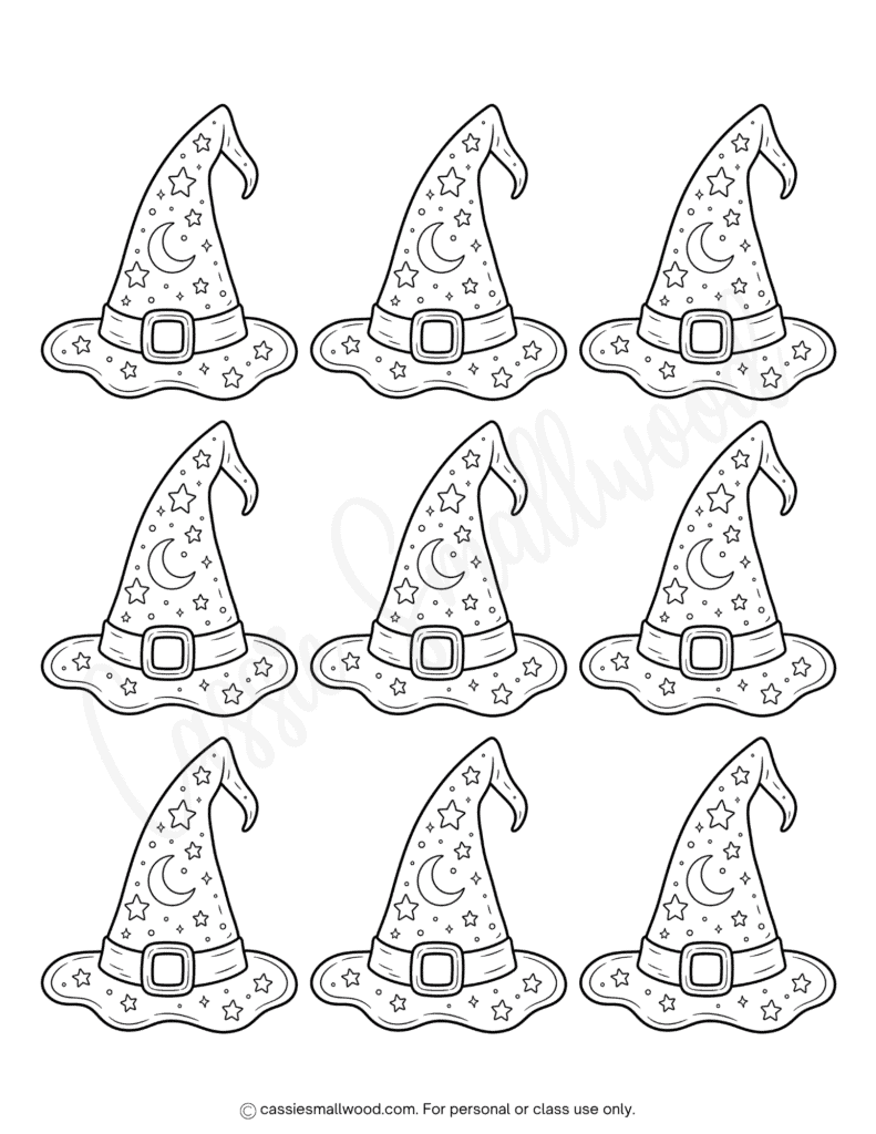 little witch hat outline free printable pdf, small witch hat template, cute witch hat outline, small witch hat cutouts free download