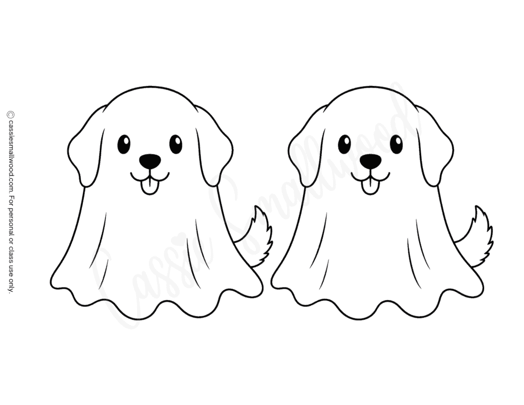 medium dog ghost stencils free printable pdf, puppy ghost templates free download, Halloween dog ghost outline cutouts for crafts