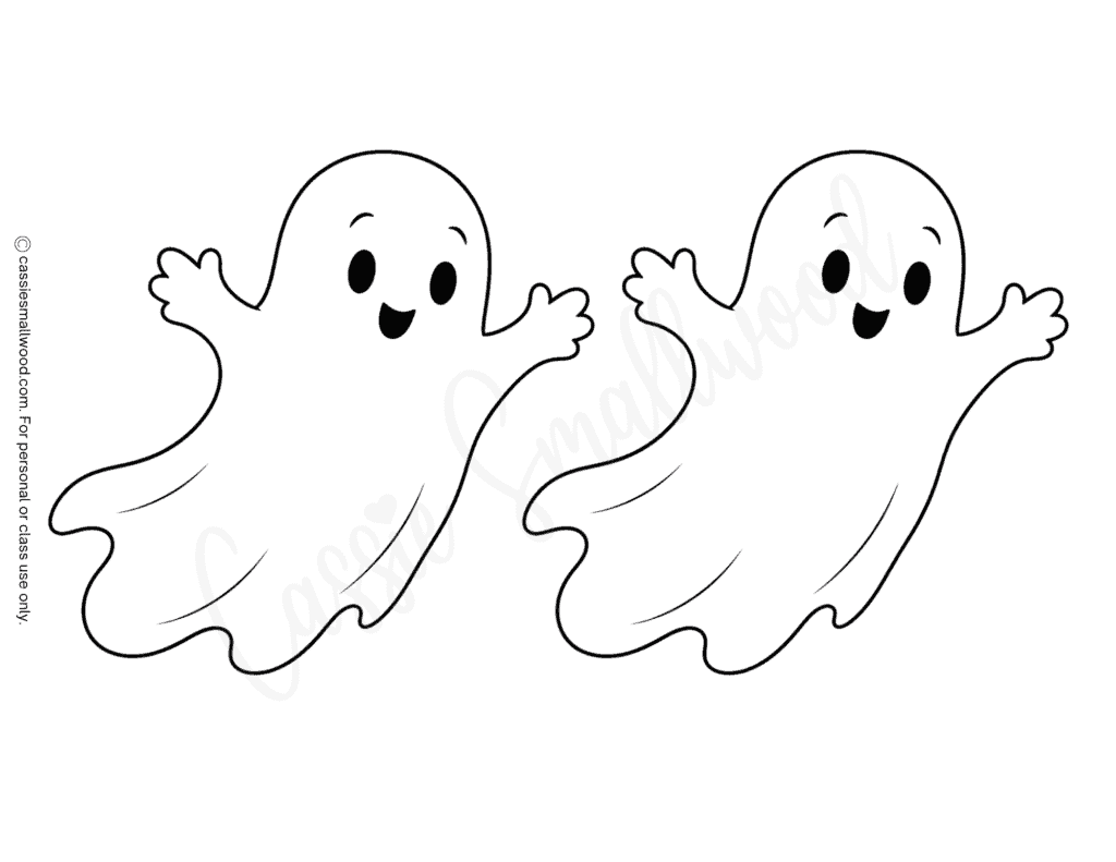 medium flying ghost templates free printable pdf, cute ghost outline drawing, cartoon ghost stencils for kids Halloween craft projects