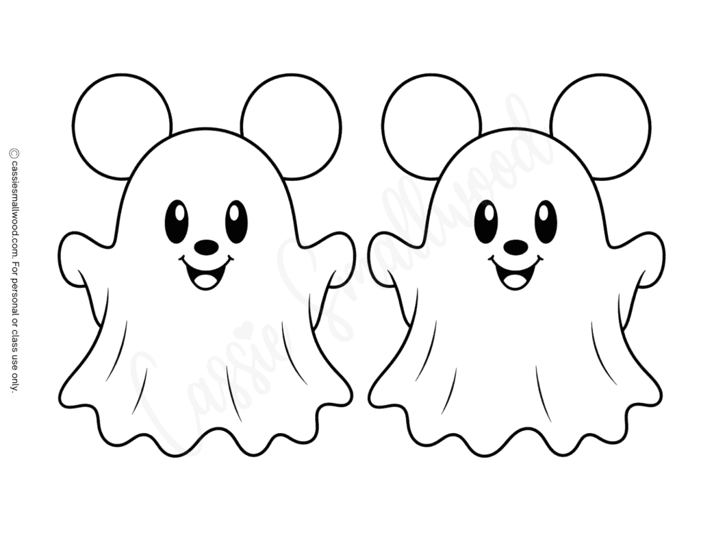 Medium Mickey ghost stencils free printable pdf, cute cartoon mouse ghost outlines, Mickey mouse ghost templates free download