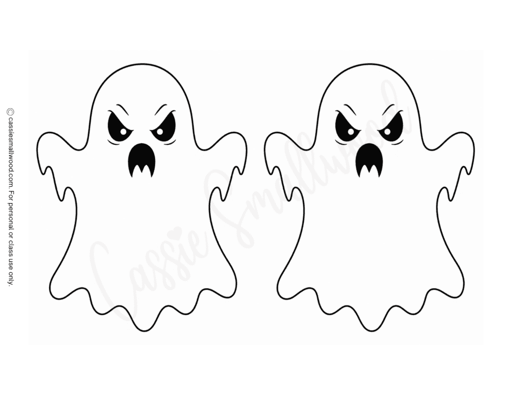 free printable medium scary ghost stencils pdf, medium size spooky ghost templates Halloween, ghoul ghost outlines phantom horror ghost cut outs free download