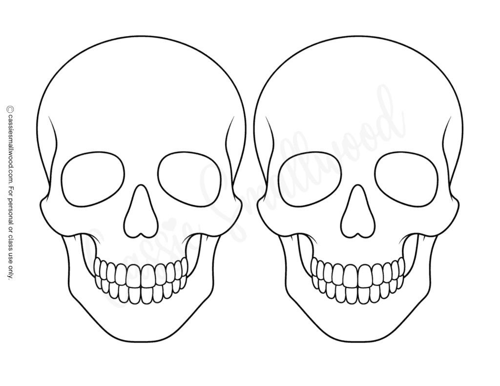 medium sized simple skull template free printable pdf, basic skull outline, skull cutout free download, easy skull stencil