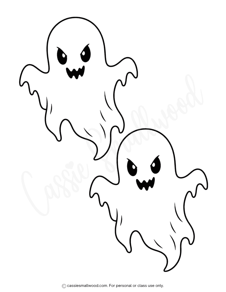 medium spooky ghost templates free printable pdf, scary ghost stencil for Halloween crafts, horror ghost outline cut out, phantom ghost stencil cool